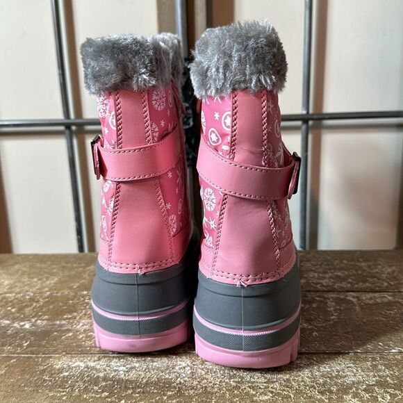Snow boots girls, size 5, pink and gray new - Picture 3 of 6